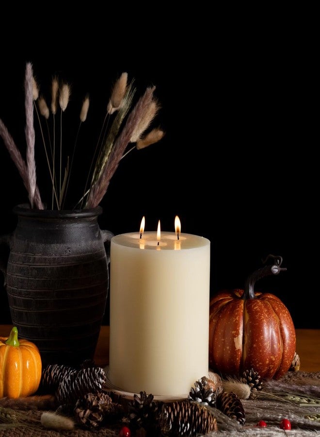 MOZEAL Extra Large 3 Wick Ivory Pillar Candle, 6" x 6", Unscented, Dripless, Smokeless, and Clean-Burning. Approx. 200 Hours of Burn Time. Perfect for Weddings, Dinners, Christmas and Home Decor - Image 5
